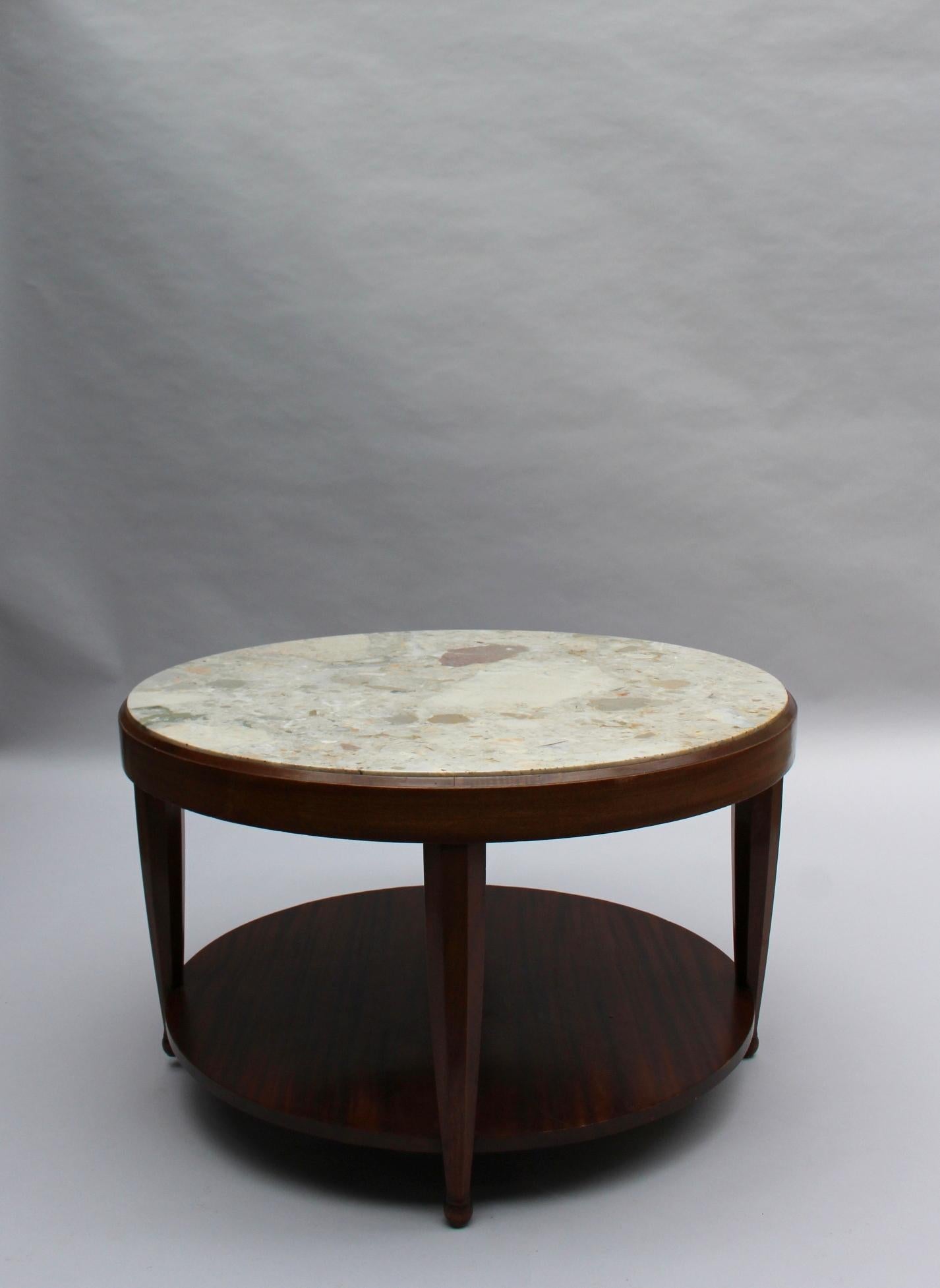 Fine French Art Deco Two-Tier Mahogany and Marble Gueridon For Sale 1