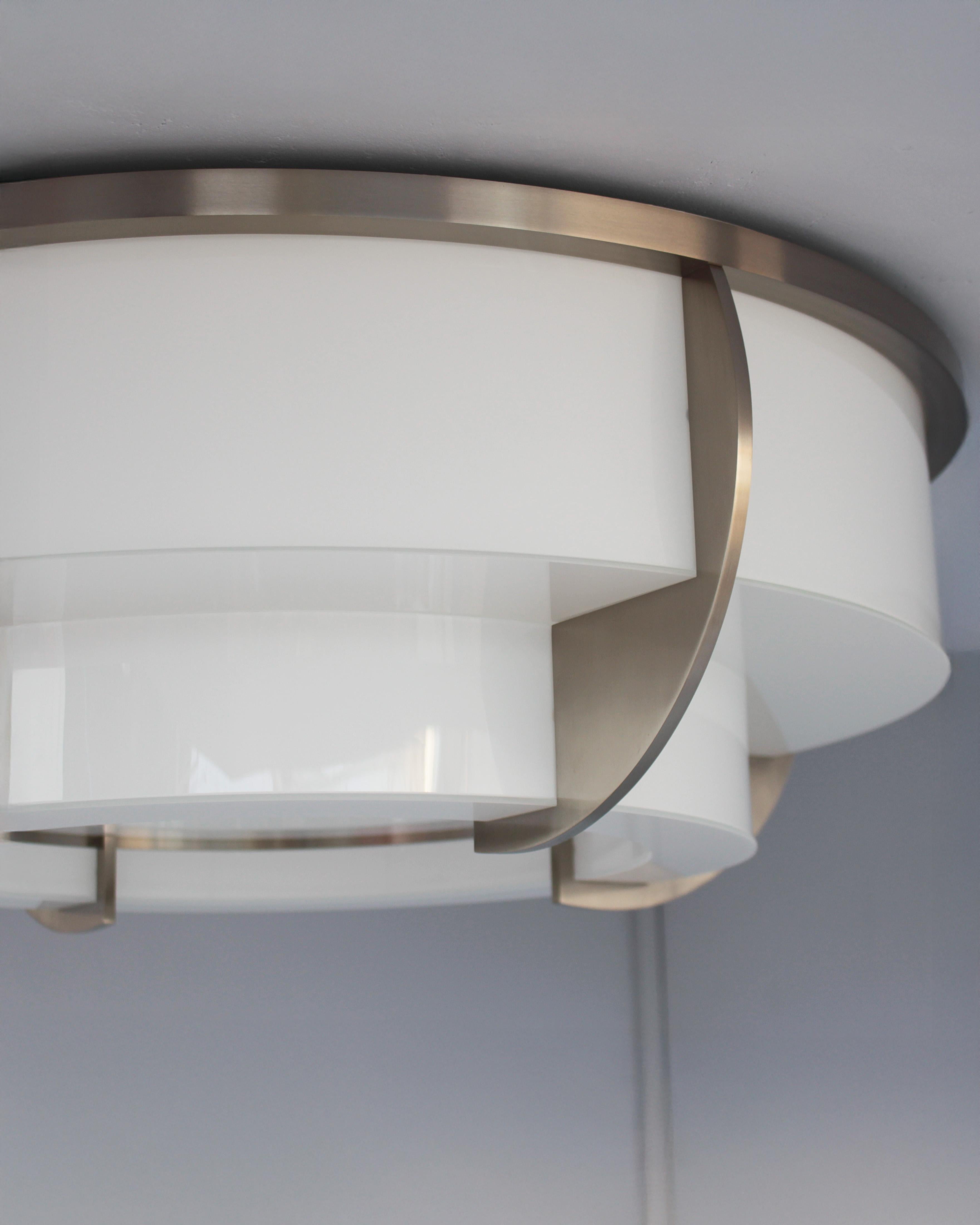 Fine French Art Deco Two-Tiered Flush Mount by Jean Perzel For Sale 8