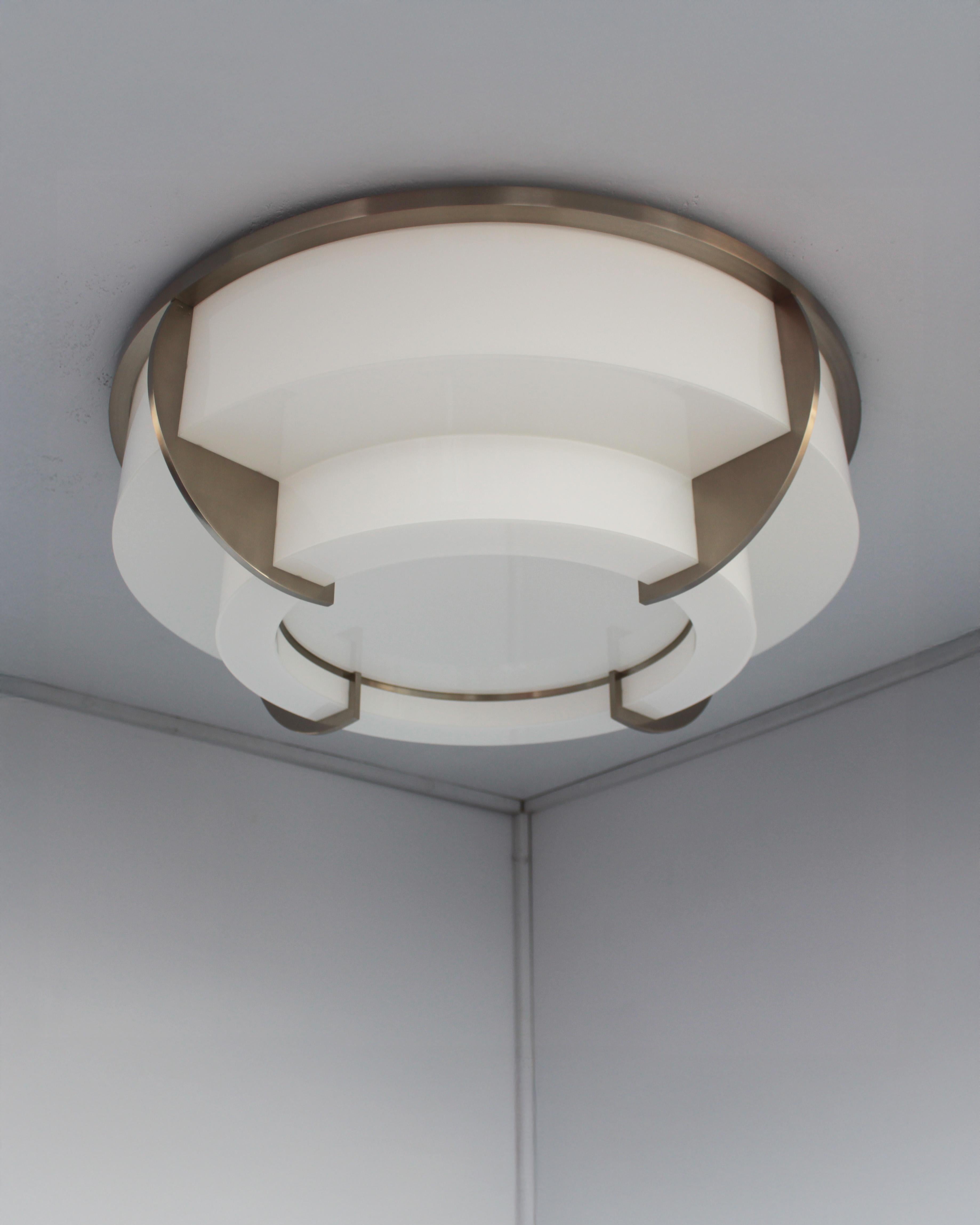 Fine French Art Deco Two-Tiered Flush Mount by Jean Perzel For Sale 1
