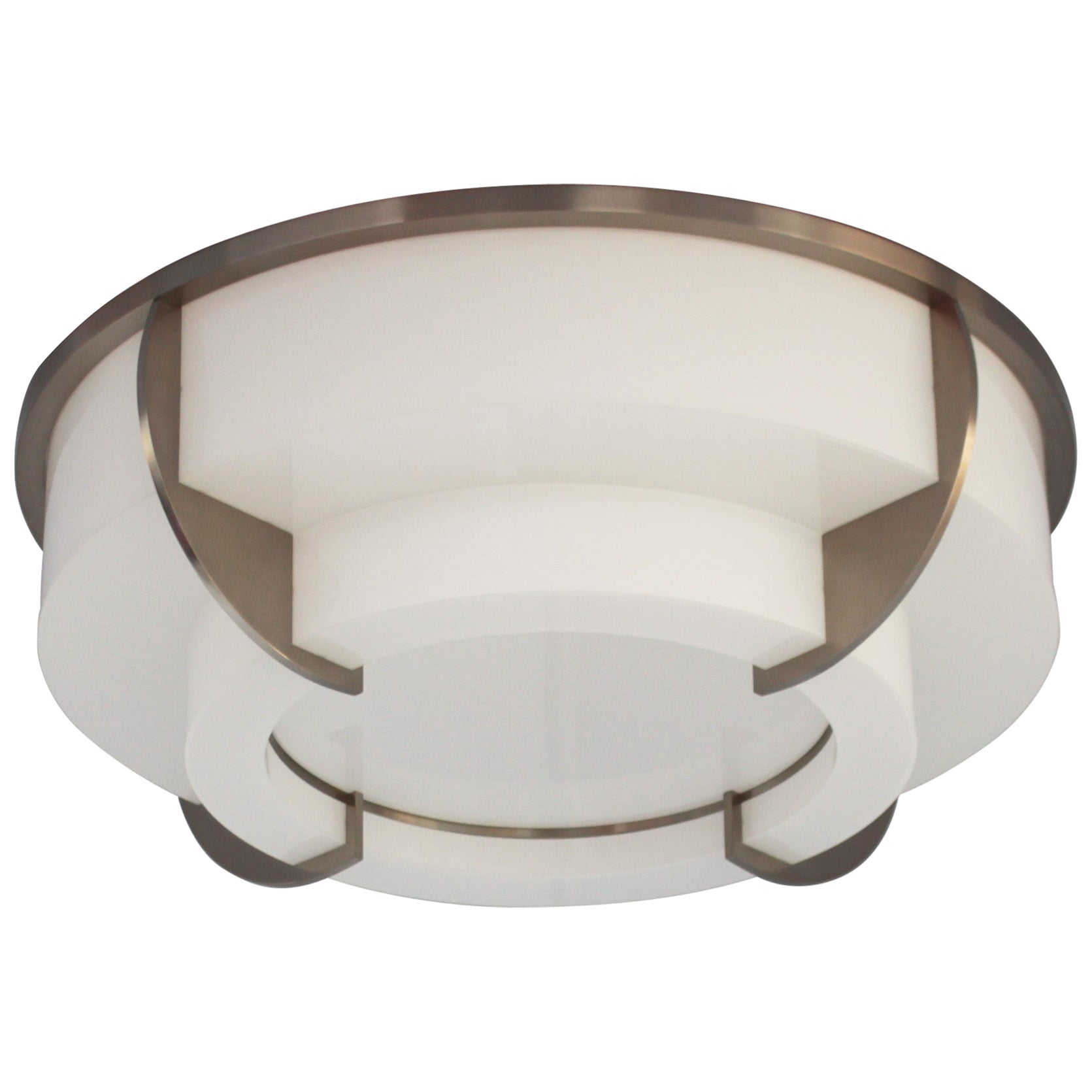Fine French Art Deco Two-Tiered Flush Mount by Jean Perzel For Sale