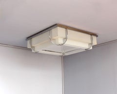 Französisches Art Déco:: zweistöckig:: Glas und Chrom:: von Jean Perzel