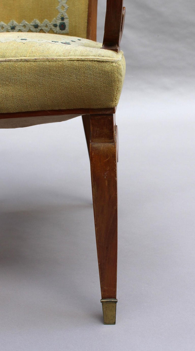 Fine French Art Deco Walnut Armchair by Jules Leleu For Sale 10