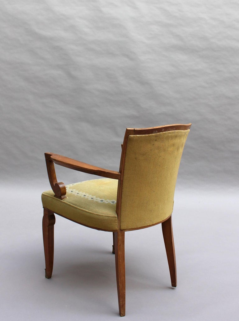 Fine French Art Deco Walnut Armchair by Jules Leleu For Sale 1