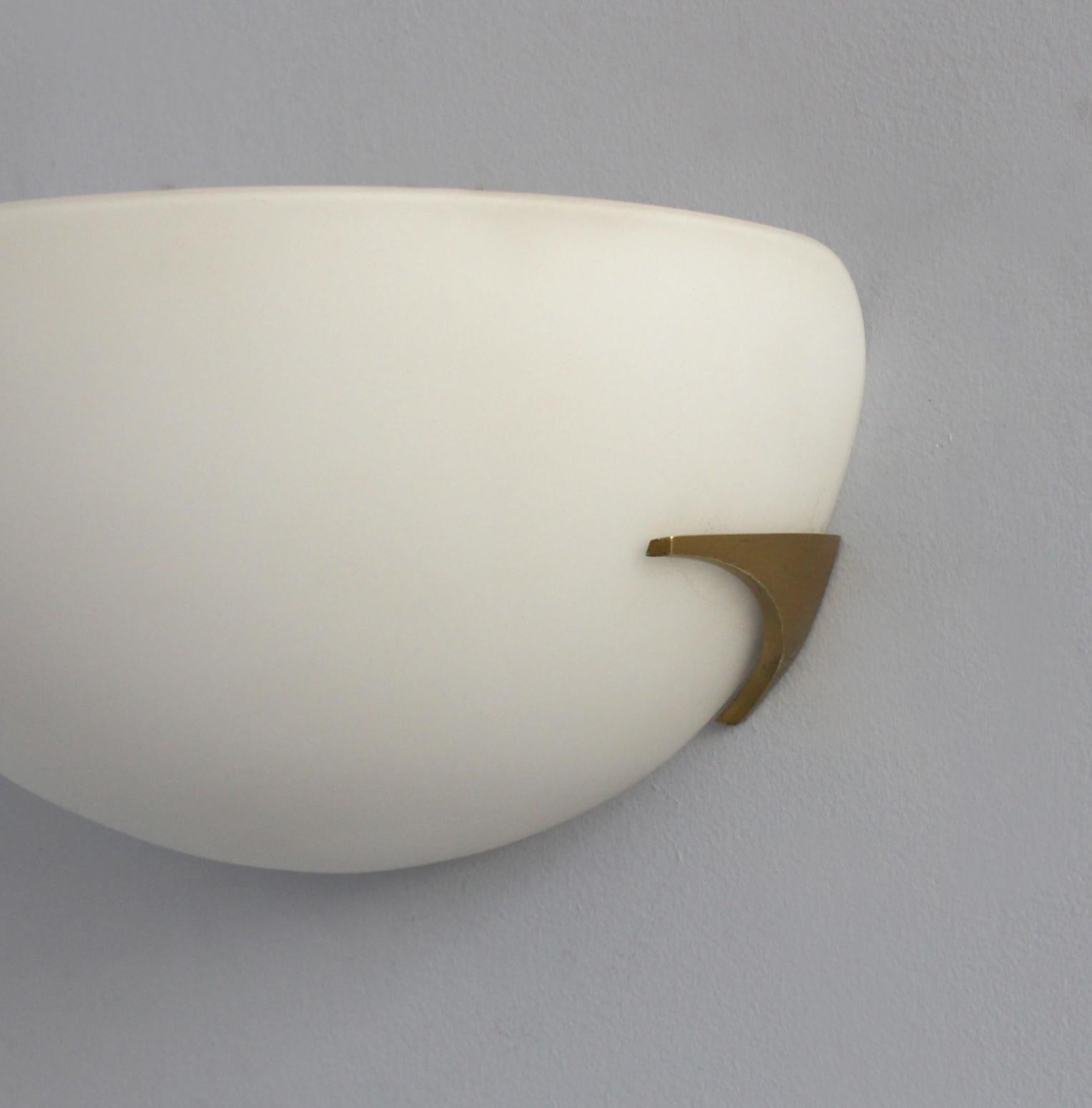 Fine French Art Deco White Opaline and Bronze Sconce by Perzel 6