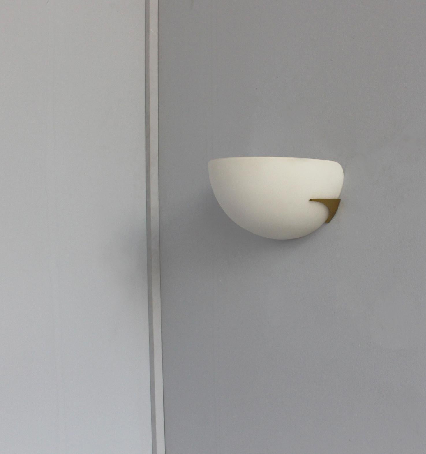 Fine French Art Deco White Opaline and Bronze Sconce by Perzel 2