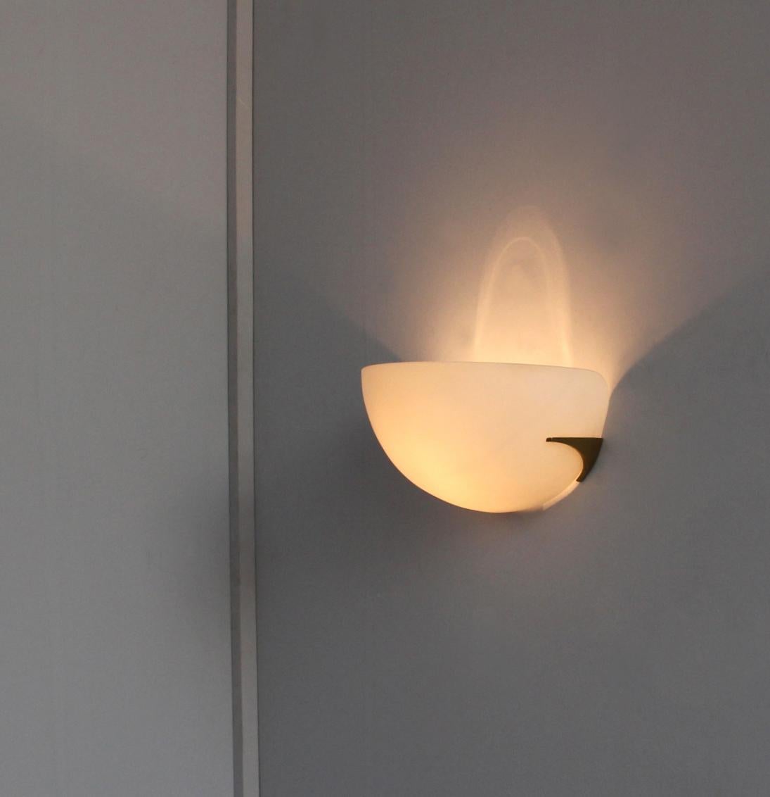 Fine French Art Deco White Opaline and Bronze Sconce by Perzel 3