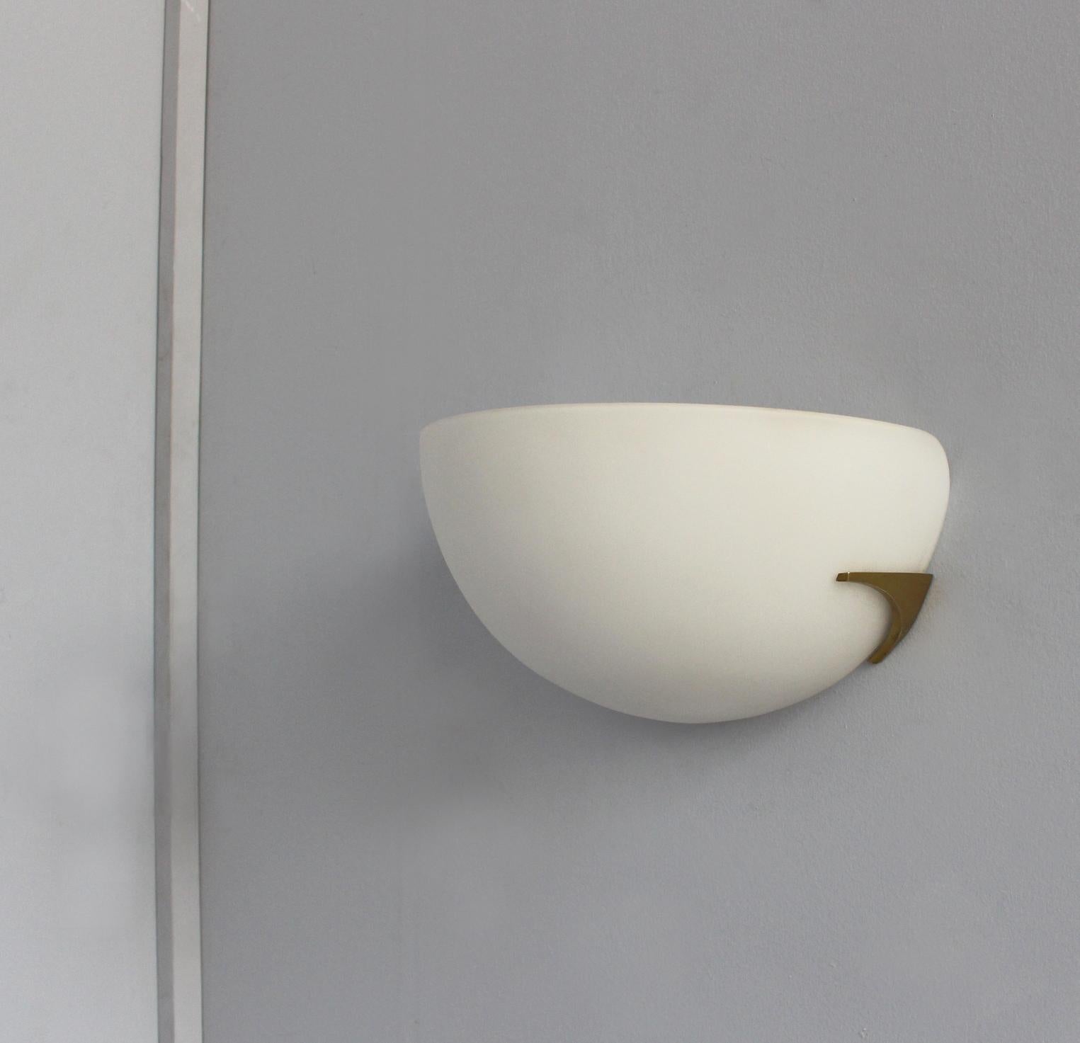 Fine French Art Deco White Opaline and Bronze Sconce by Perzel 4