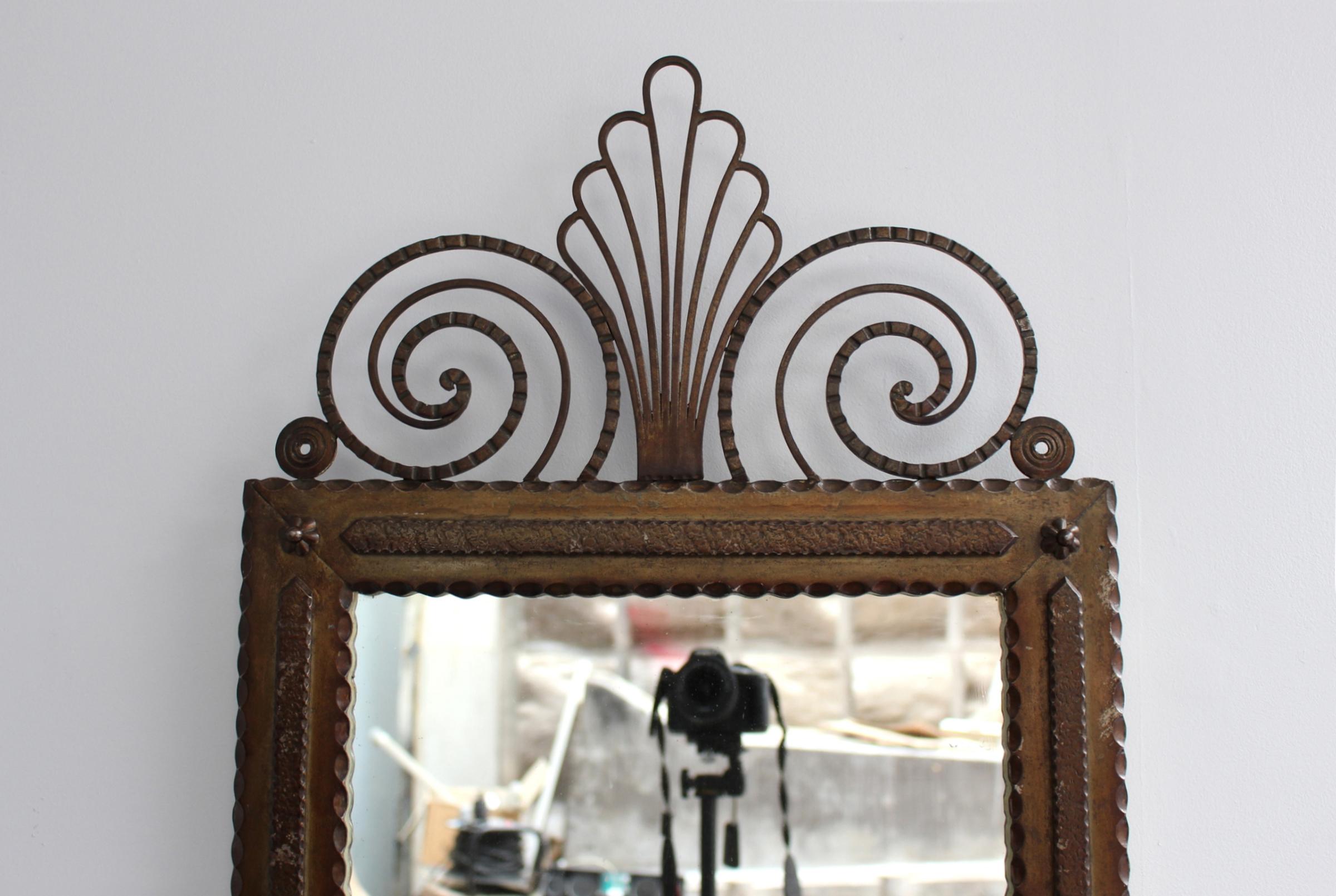 Fine French Art Deco Wrought Iron Mirror 1