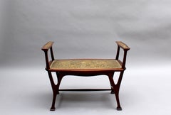 Fine French Art Nouveau Mahogany Bench