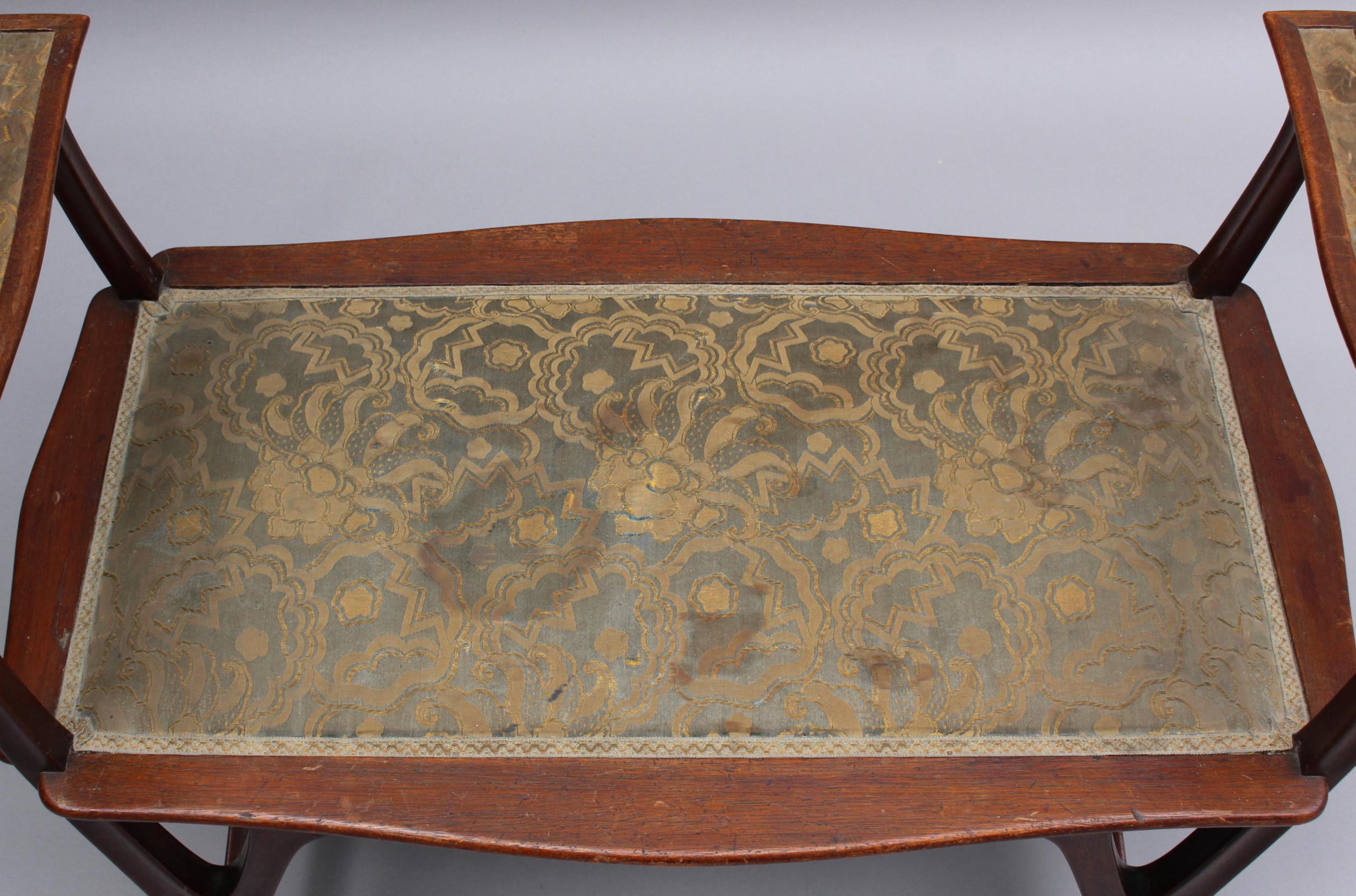 Fine French Art Nouveau Upholstered Mahogany Bench For Sale 2