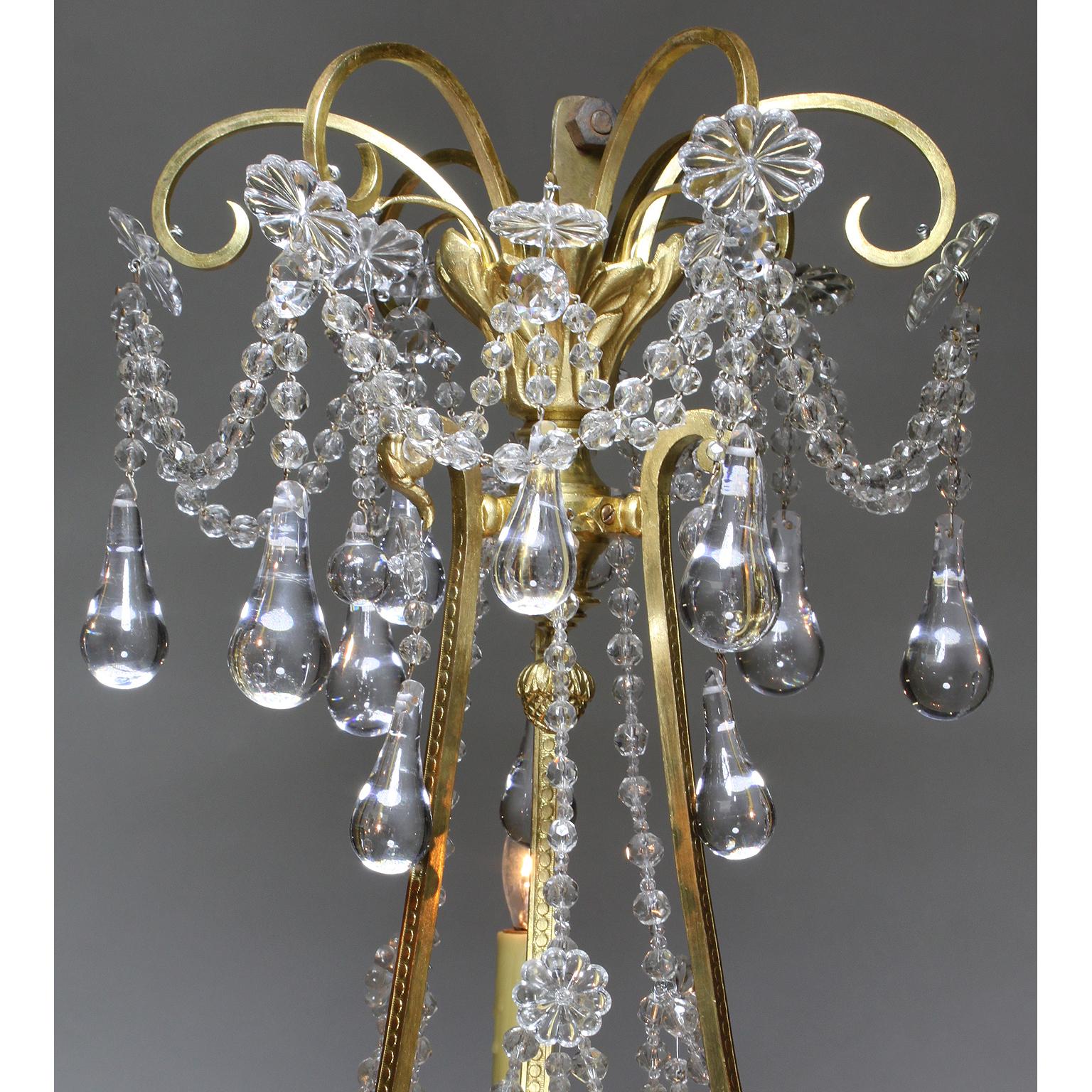 Cut Glass Fine French Belle Époque 19th-20th Century Gilt-Bronze and Cut-Glass Chandelier For Sale