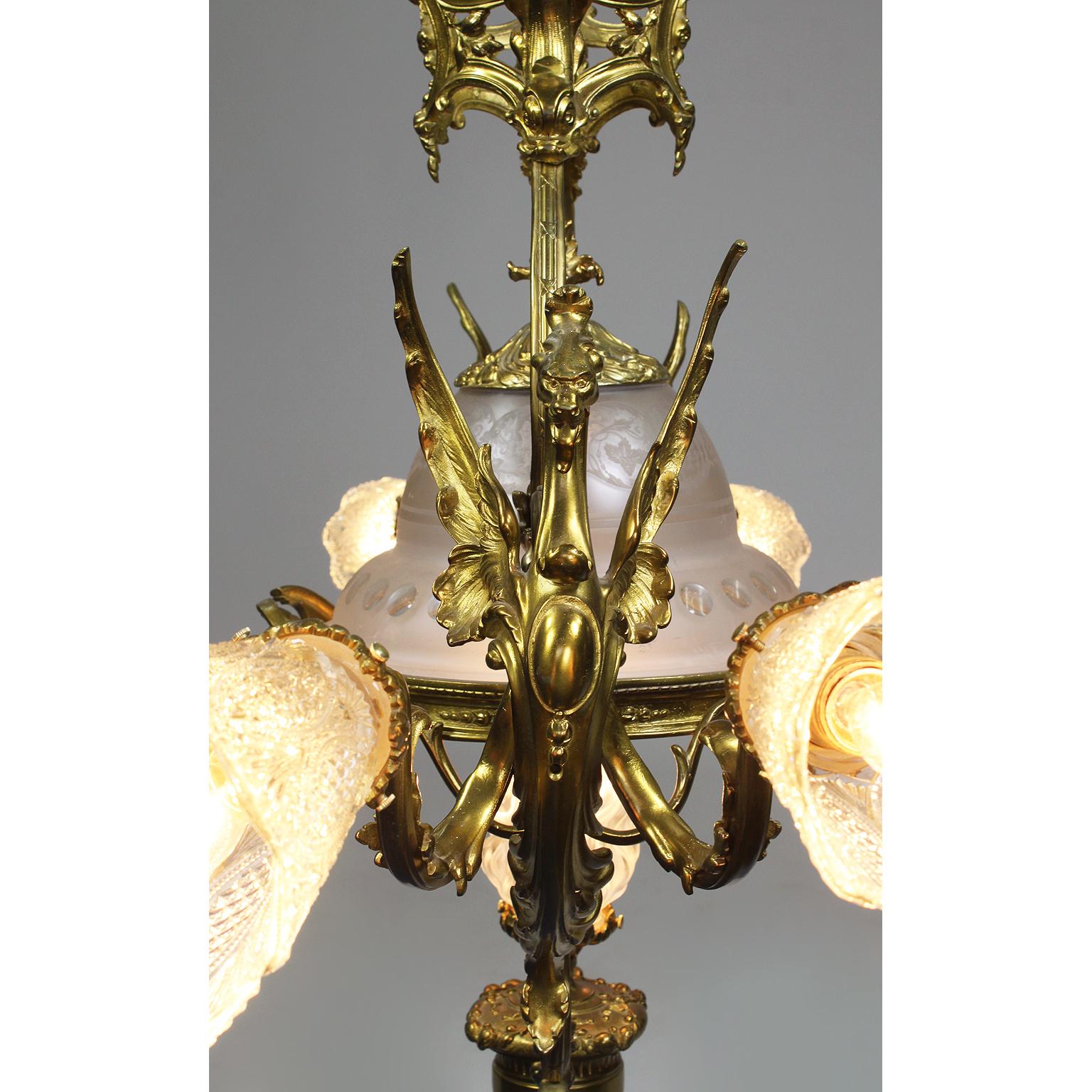 Fine French Belle Époque early 20th Century Neoclassical Style Dragon Chandelier For Sale 3