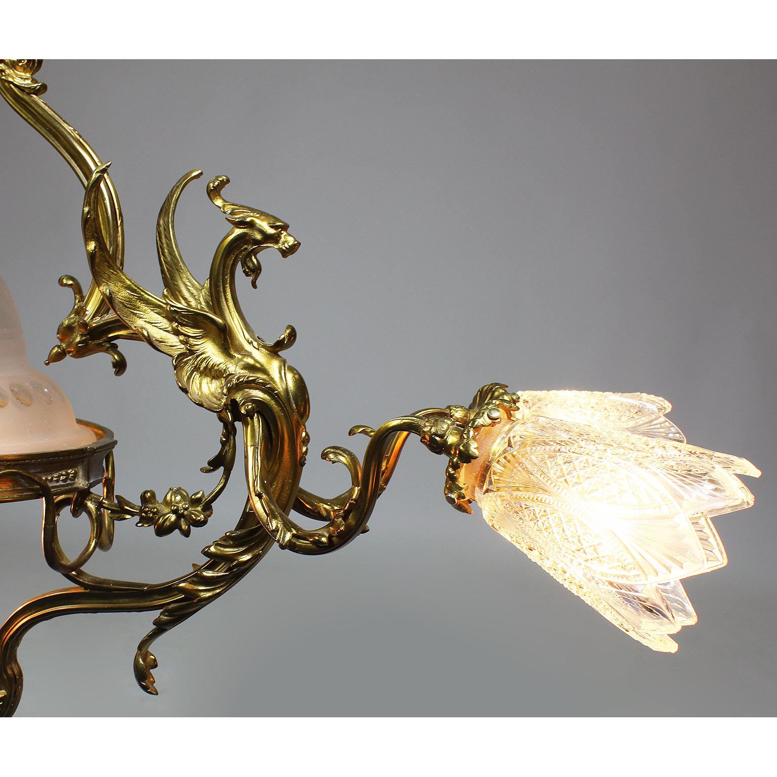 Fine French Belle Époque early 20th Century Neoclassical Style Dragon Chandelier In Good Condition For Sale In Los Angeles, CA