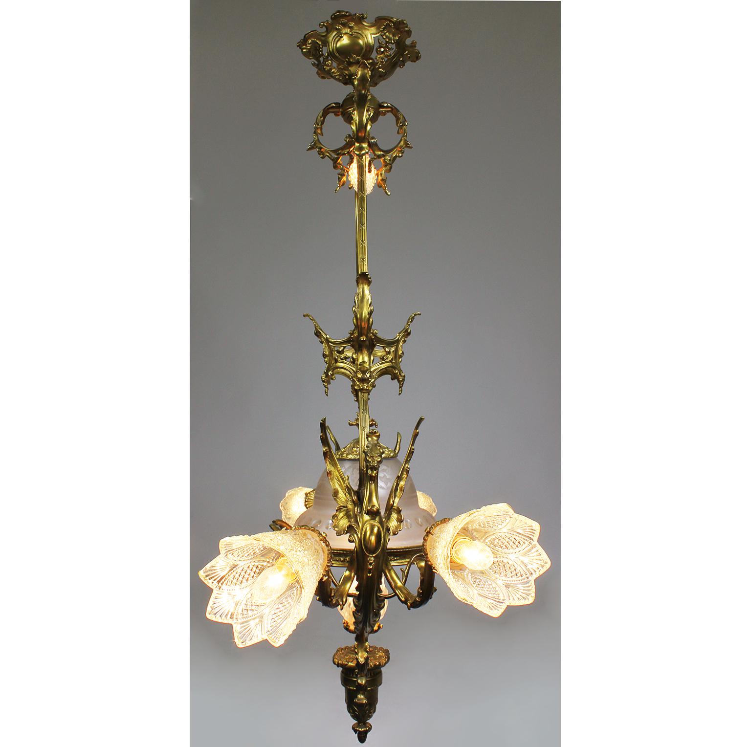 Fine French Belle Époque early 20th Century Neoclassical Style Dragon Chandelier For Sale 2
