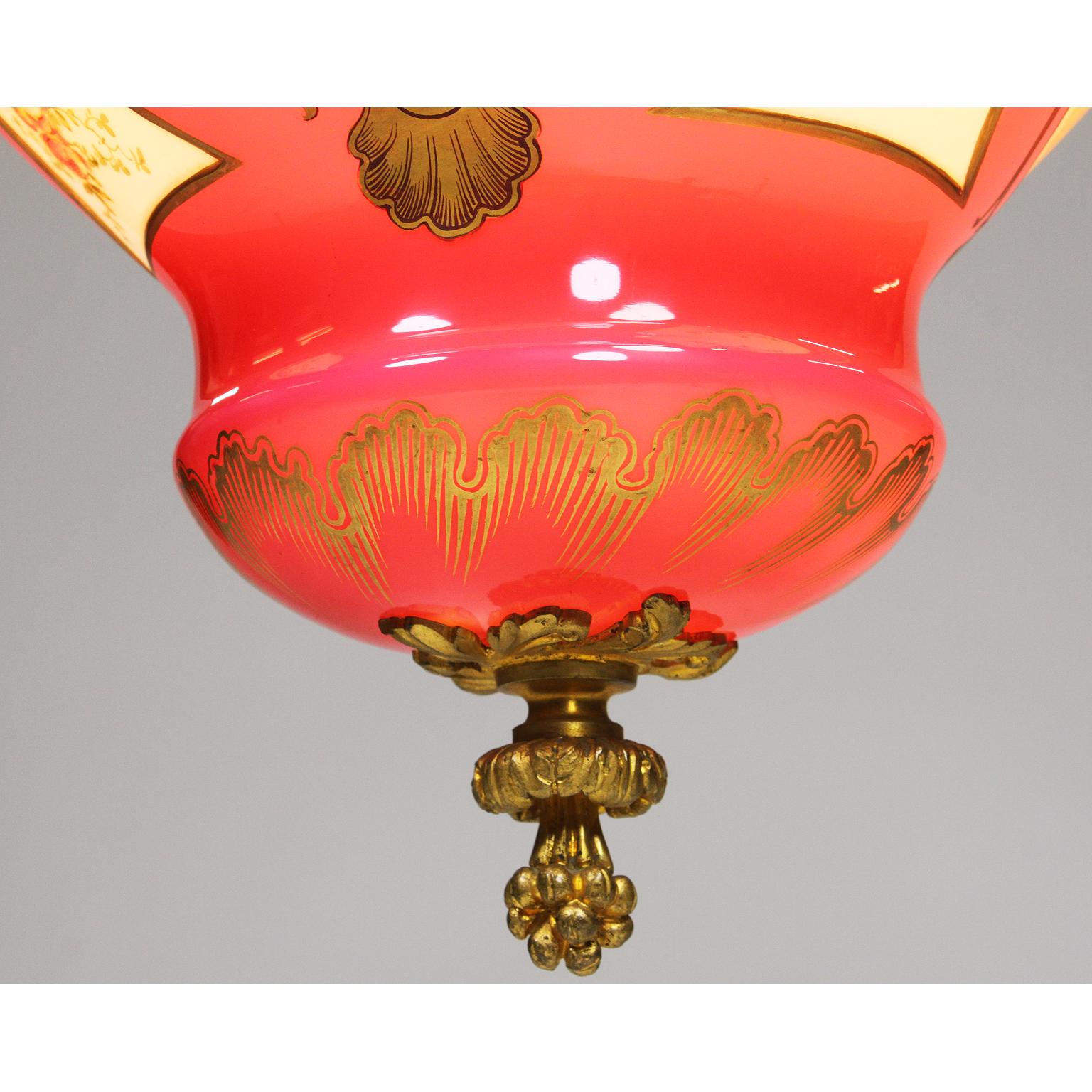 Fine French Belle Époque Baccarat Opaline Glass & Gilt-Bronze Cherub Chandelier 14