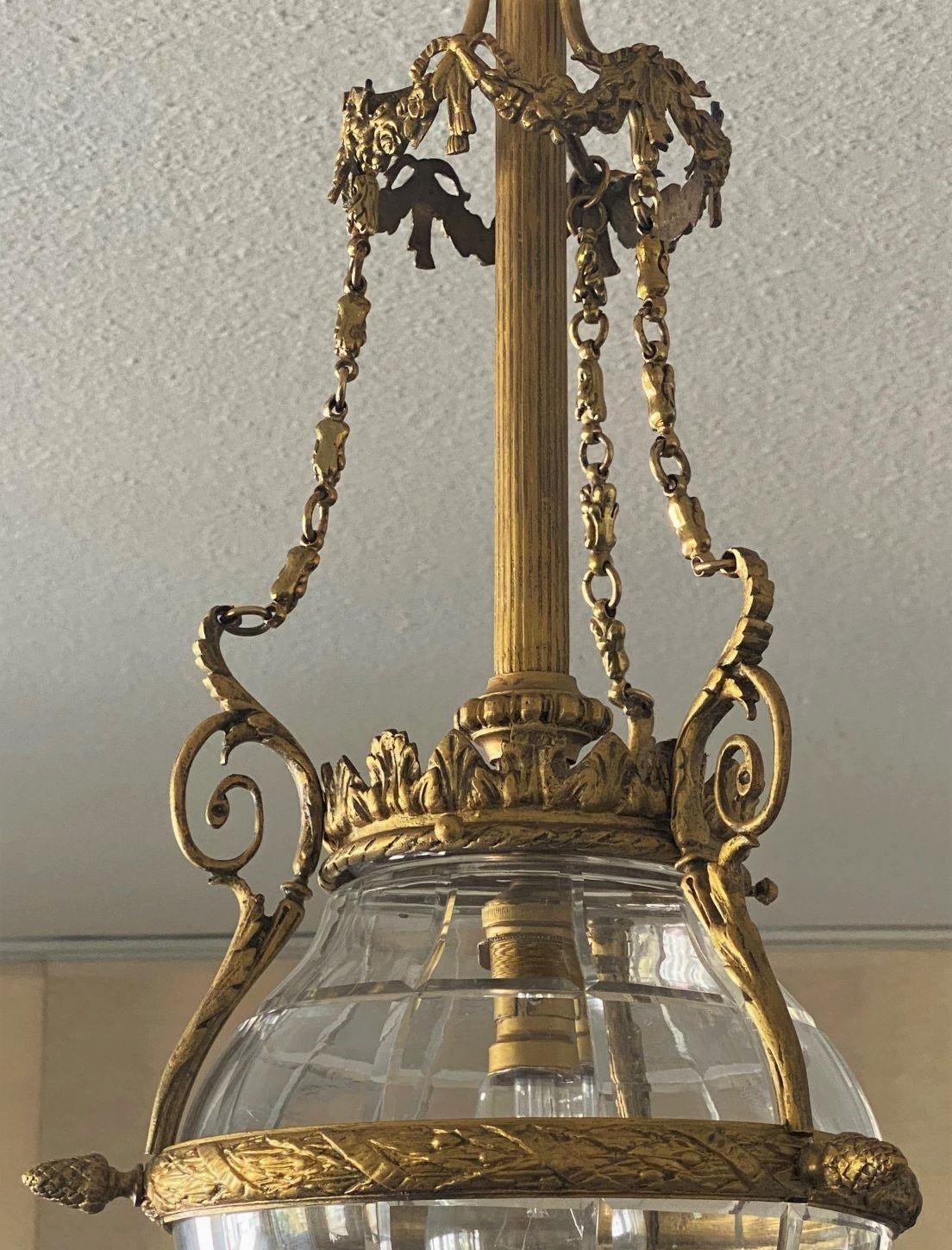 French Belle Époque Cut-Glass Gilt Bronze Lantern, 1900-1910 For Sale 9
