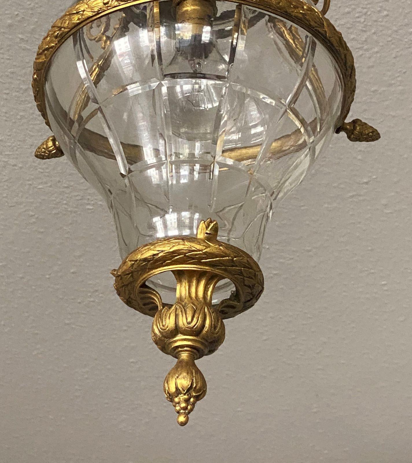 French Belle Époque Cut-Glass Gilt Bronze Lantern, 1900-1910 For Sale 9