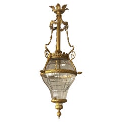 Fine French Belle Époque Style Gilt Bronze Cut-Glass Lantern, 1900-1910