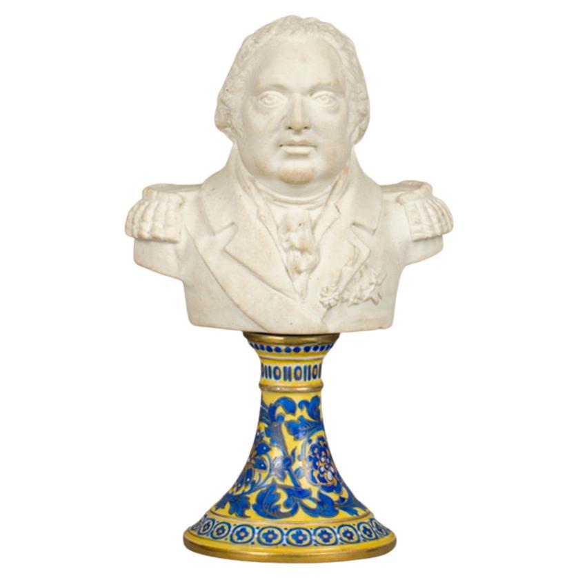 Fine French Biscuit Bust of Louis 18th, Dated 1849 For Sale