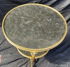 Fine French Bronze Marble Top Rams Head Louis XVI Gueridon Center Side Table