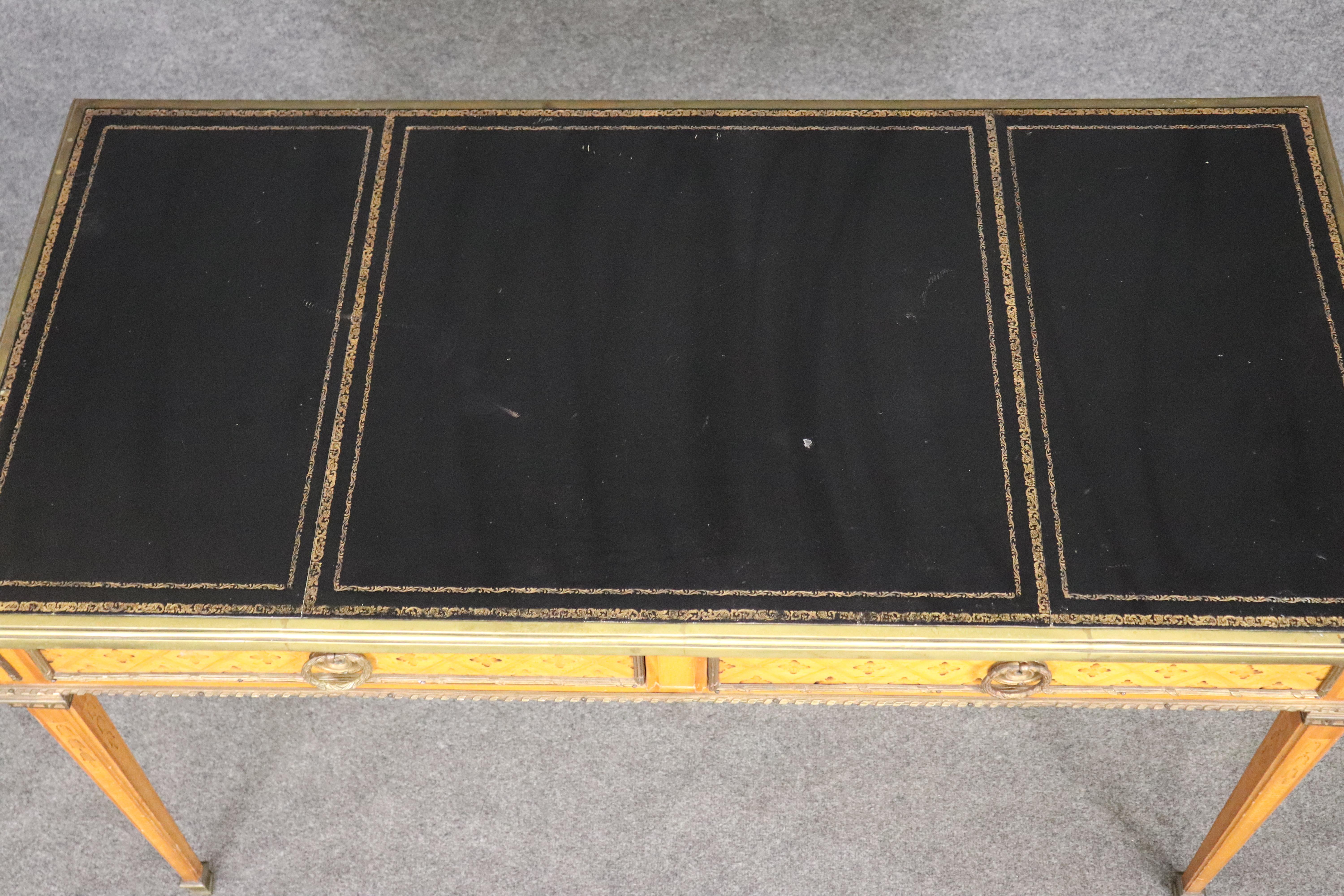Fine French Bronze Mounted Leather Top French Directoire Bureau Plat Desk For Sale 14