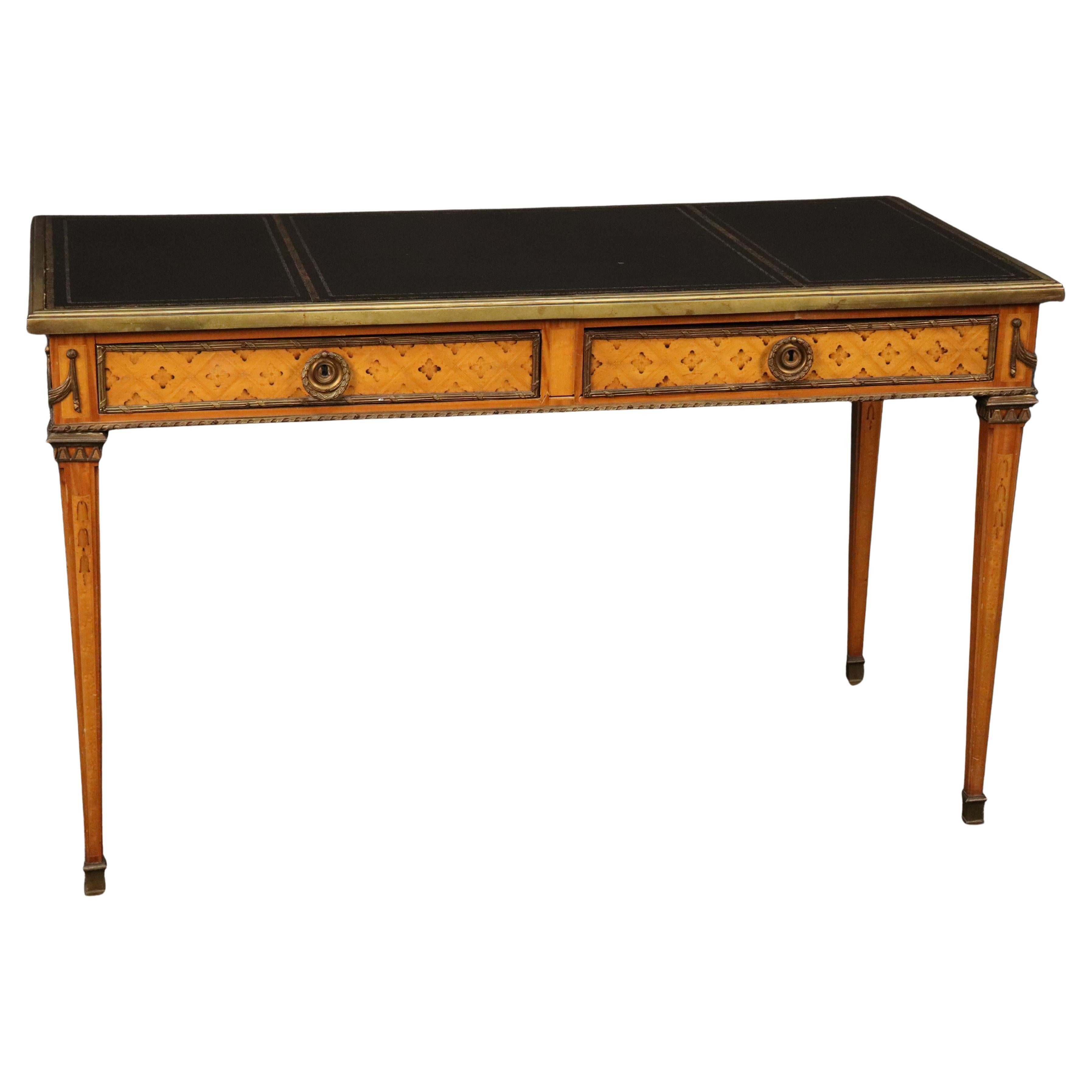 Fine French Bronze Mounted Leather Top French Directoire Bureau Plat Desk