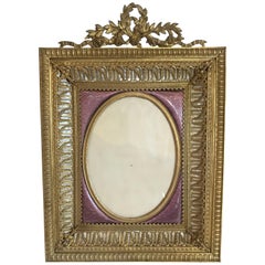 Fine French Bronze Ormolu Purple Guilloche Enamel Mother-of-pearl Picture Frame