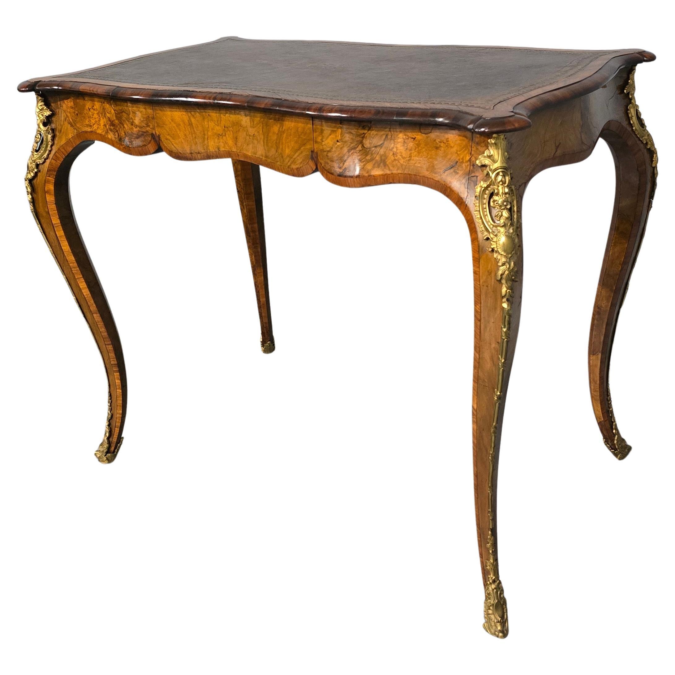 Fine French Burr Walnut Bureau Platt Desk