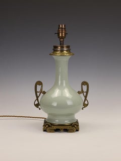 Fine French Celadon Table Lamp with Gilt Bronze Mounts — Stamped Paris