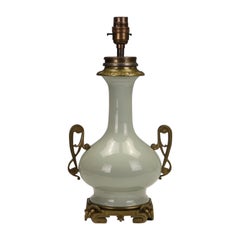 Fine French Celadon Table Lamp with Gilt Bronze Mounts — Stamped Paris