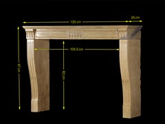 Fine French Classic Room Fireplace Surround in Bicolor Hard Limestone