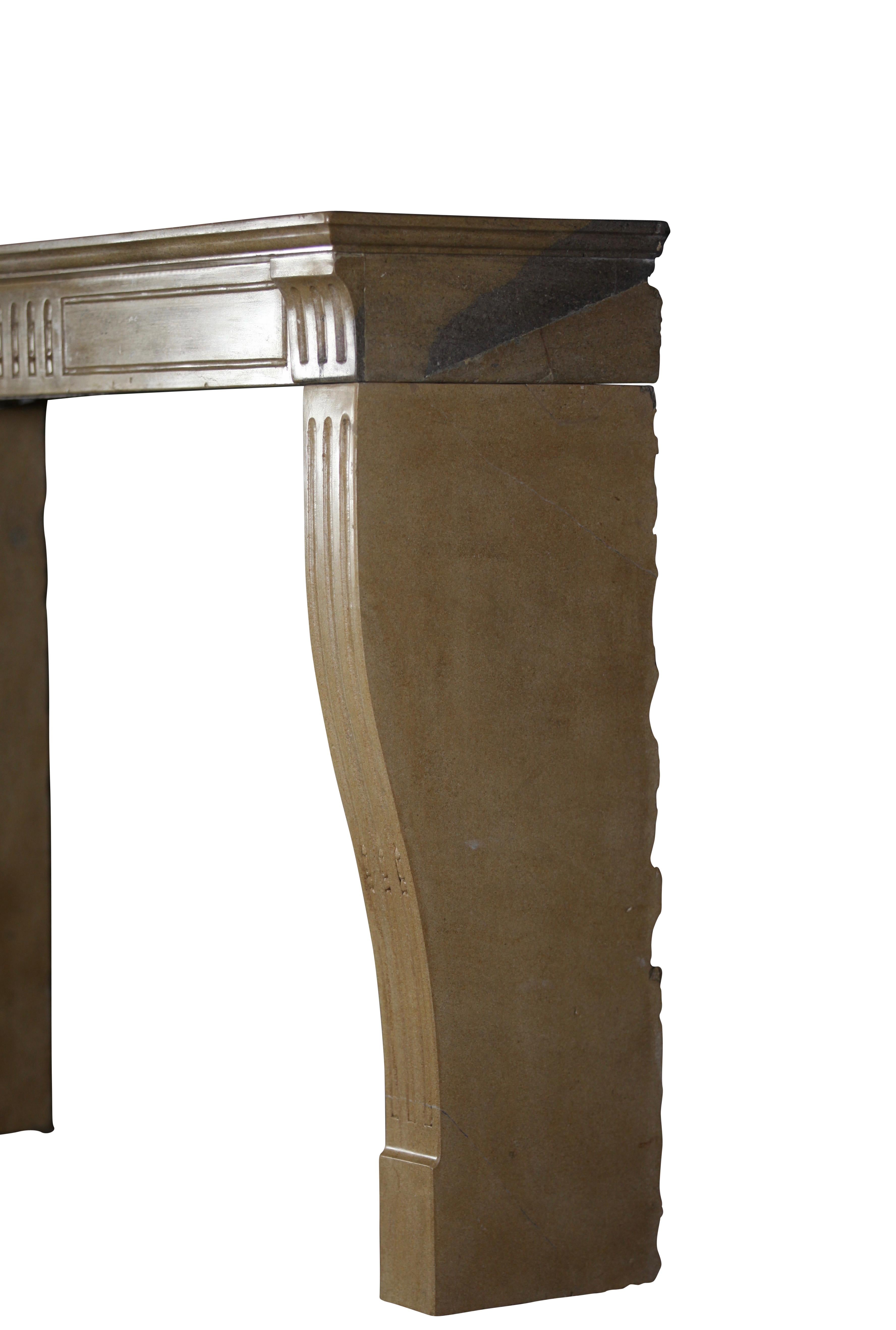 18th Century and Earlier Fine French Classic Room Fireplace Surround in Bicolor Hard Limestone For Sale