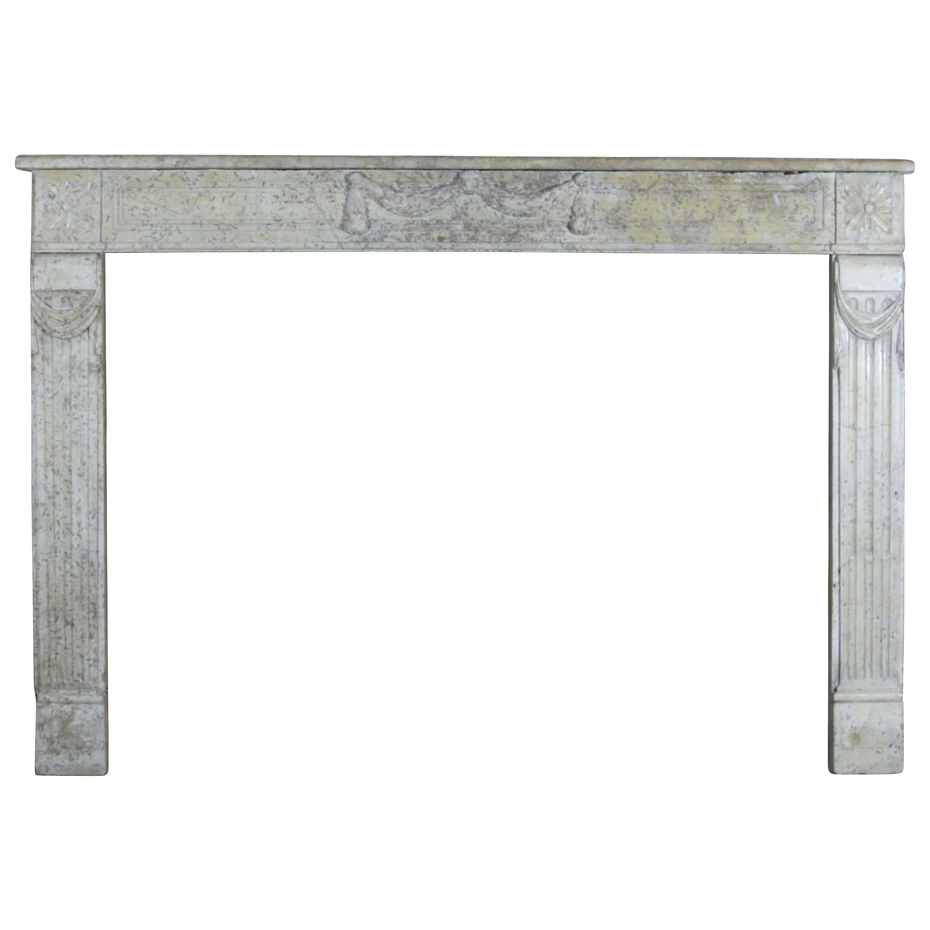 Fine French Classic Style Antique Fireplace Surround In Marble For Sale