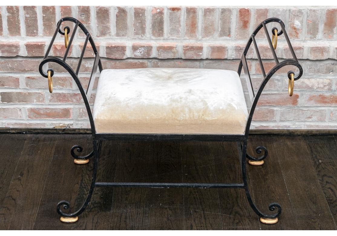 Gilt Fine French Classical Form Iron Scrolled Bench C. 1930 For Sale