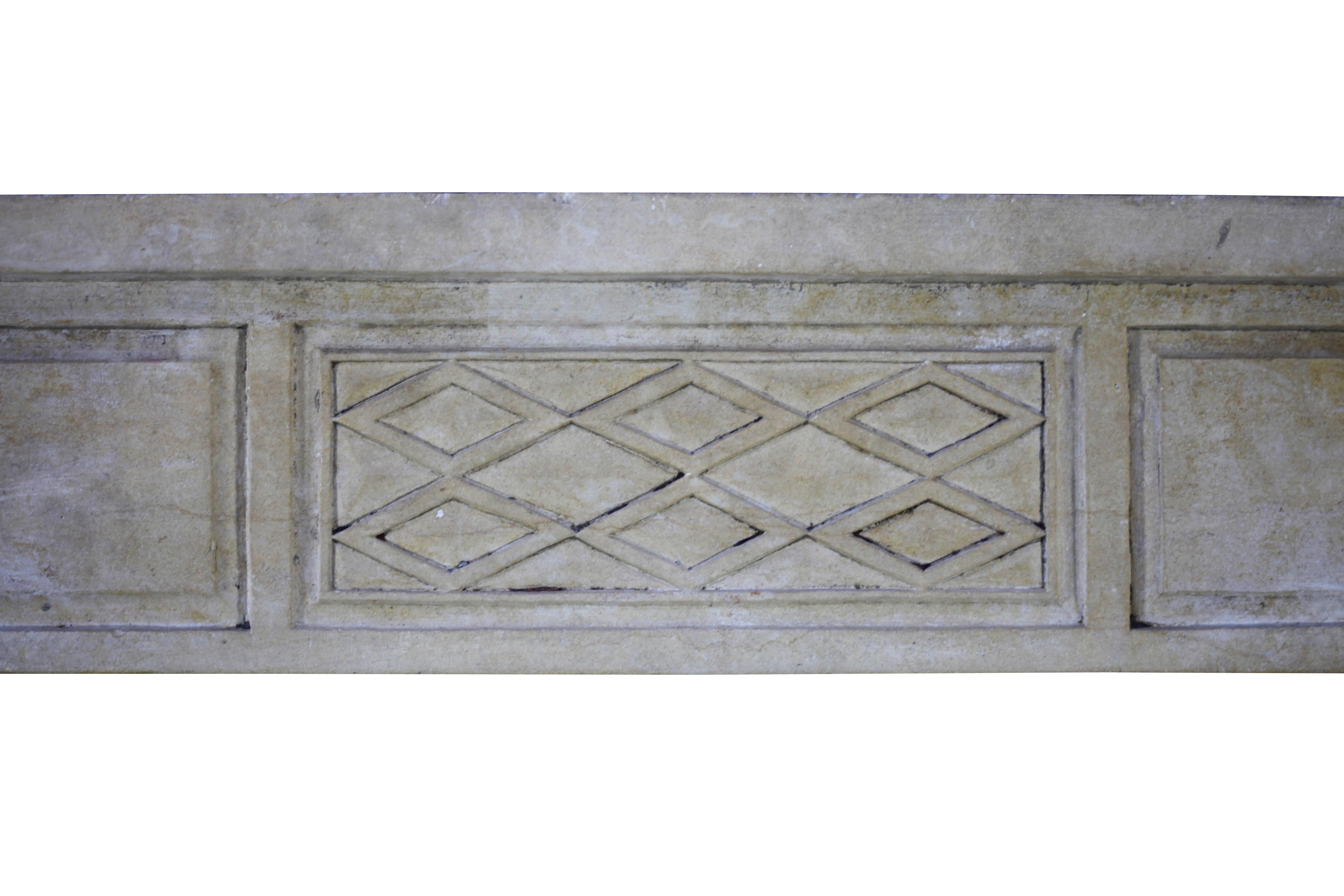 Directoire Fine French Country and Classy Antique Fireplace Surround in Limestone For Sale