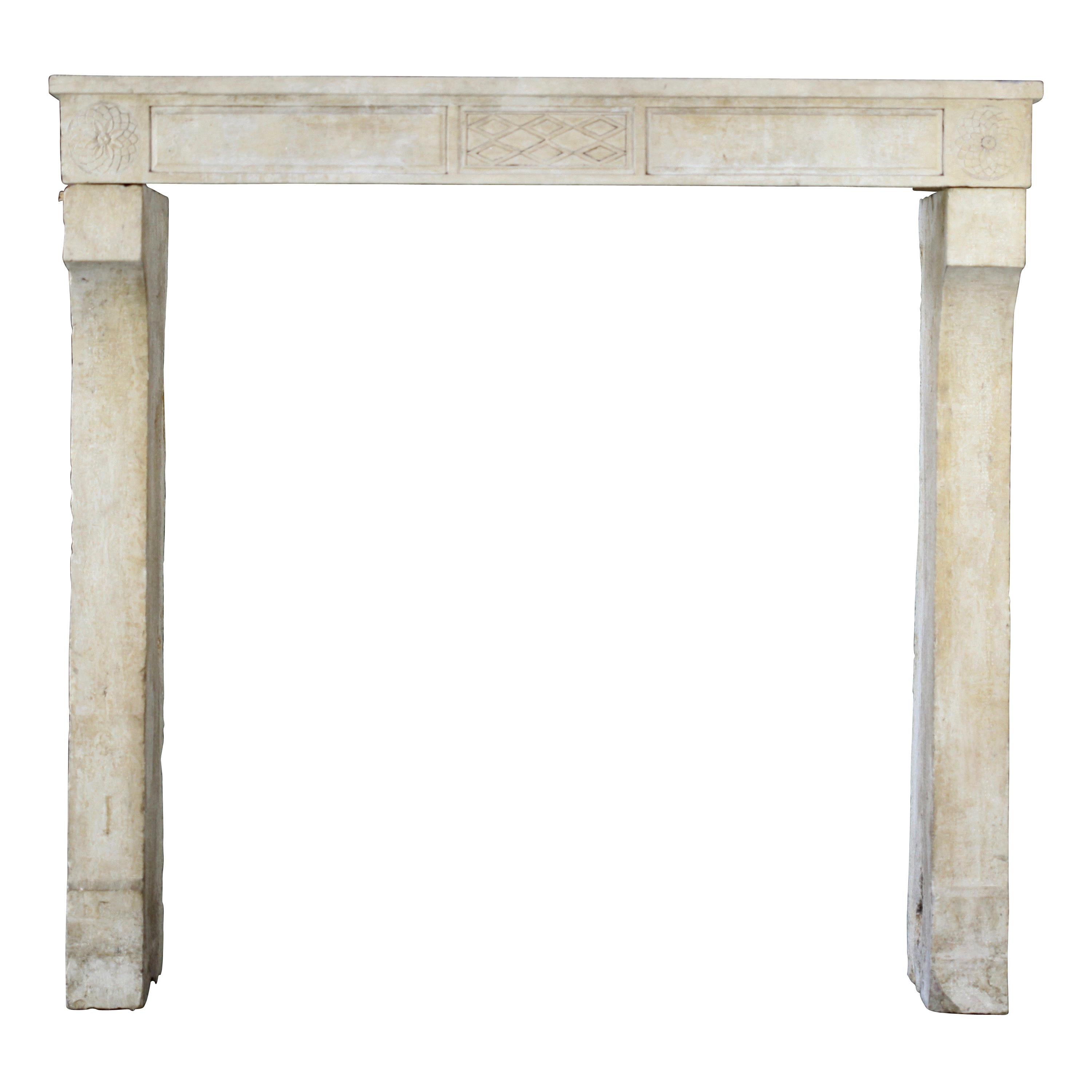 Fine French Country and Classy Antique Fireplace Surround in Limestone For Sale