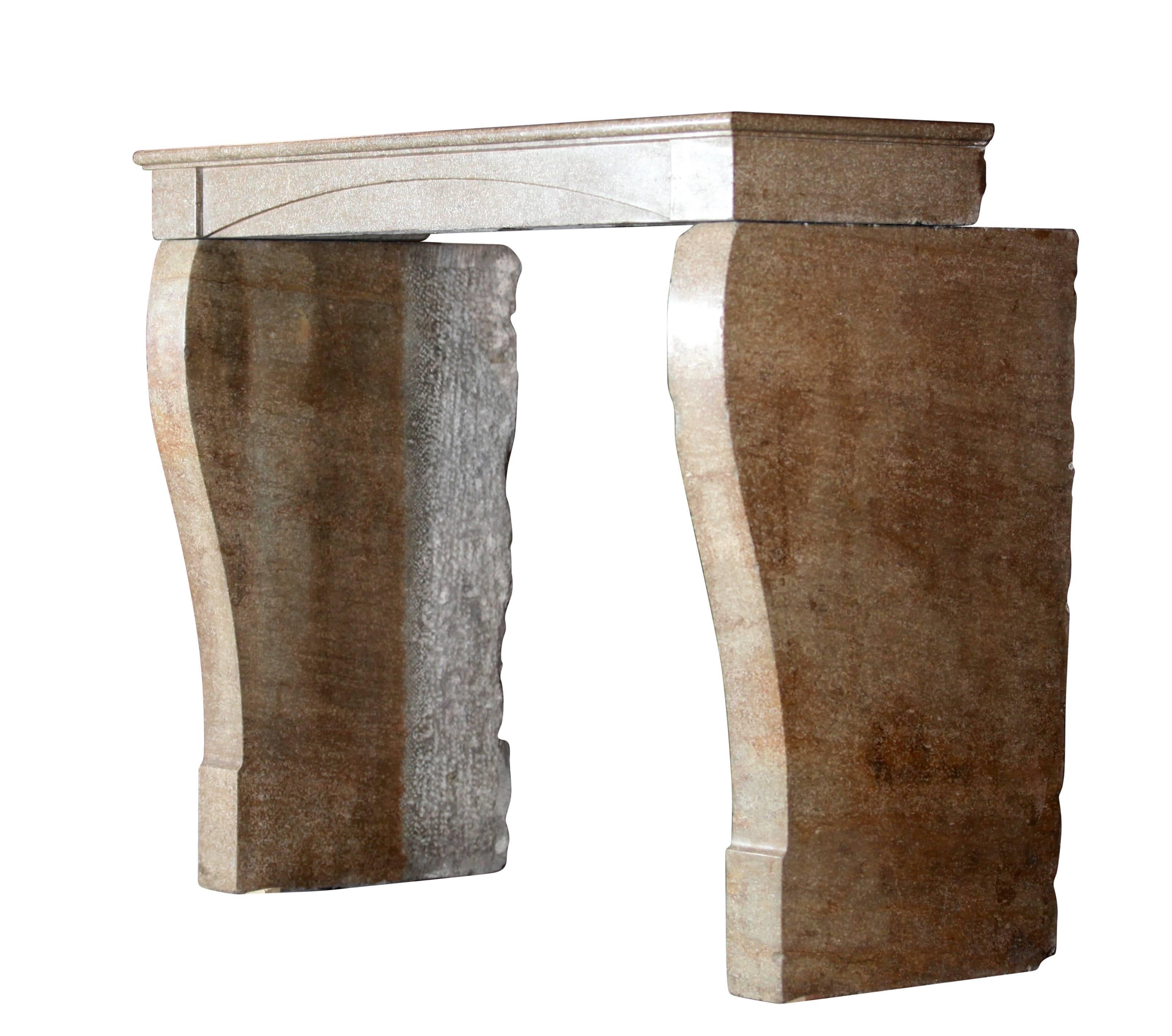 Revestimiento de Chimenea Vintage de Piedra Caliza del País Francés Luis Felipe en venta