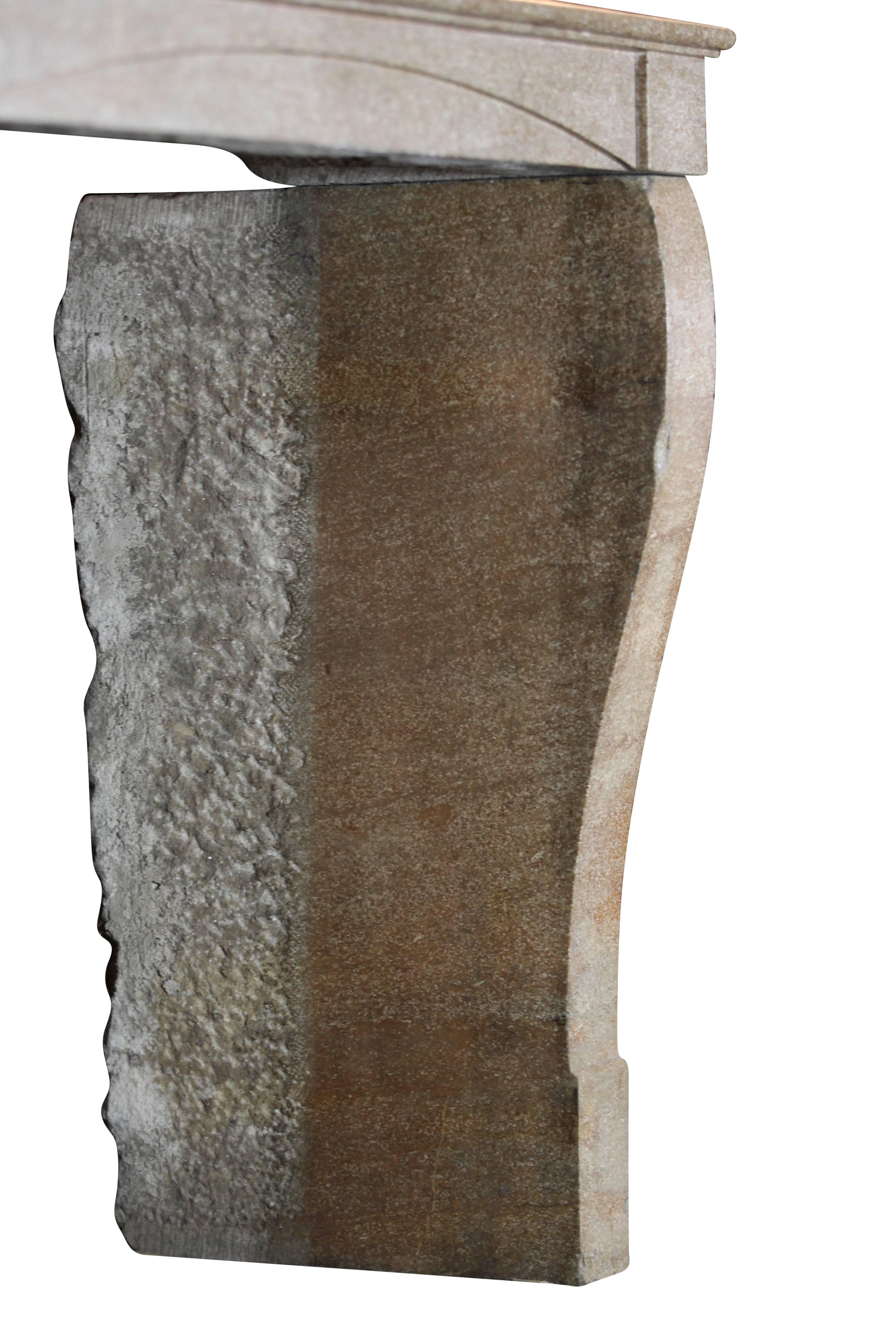 Revestimiento de Chimenea Vintage de Piedra Caliza del País Francés en Bueno estado para la venta en Beervelde, BE