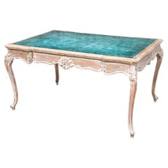 Antique Fine French Country Style Leather Top Writing Table