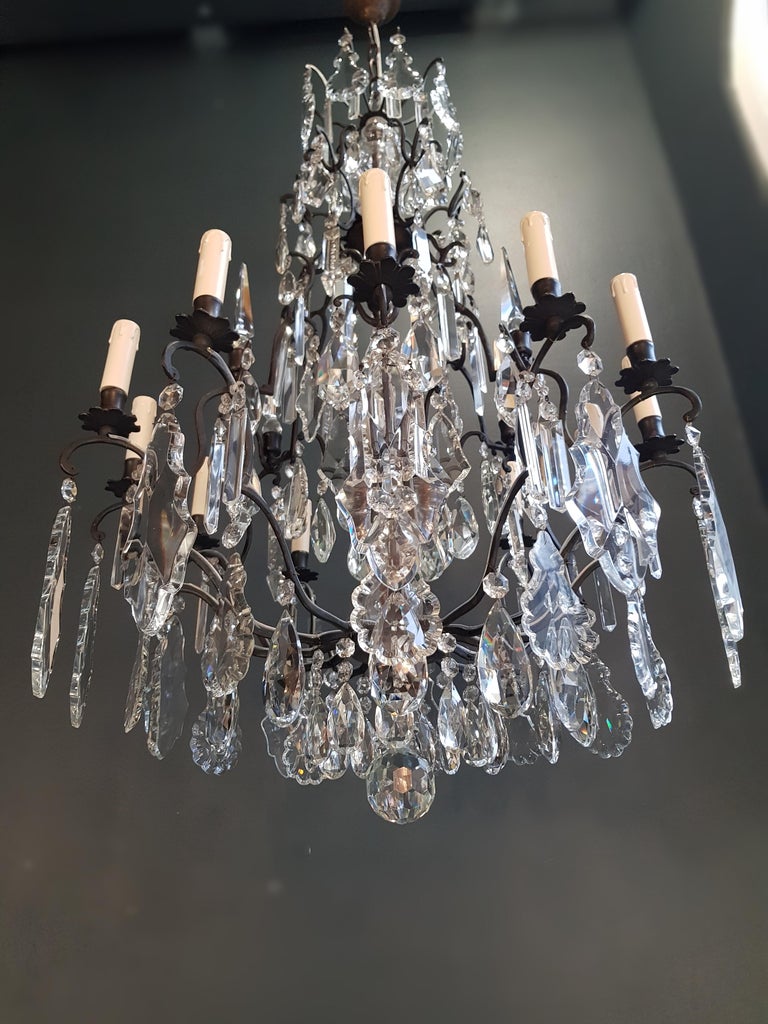 Antique French Crystal Chandelier Ceiling Lamp Lustre Art Nouveau