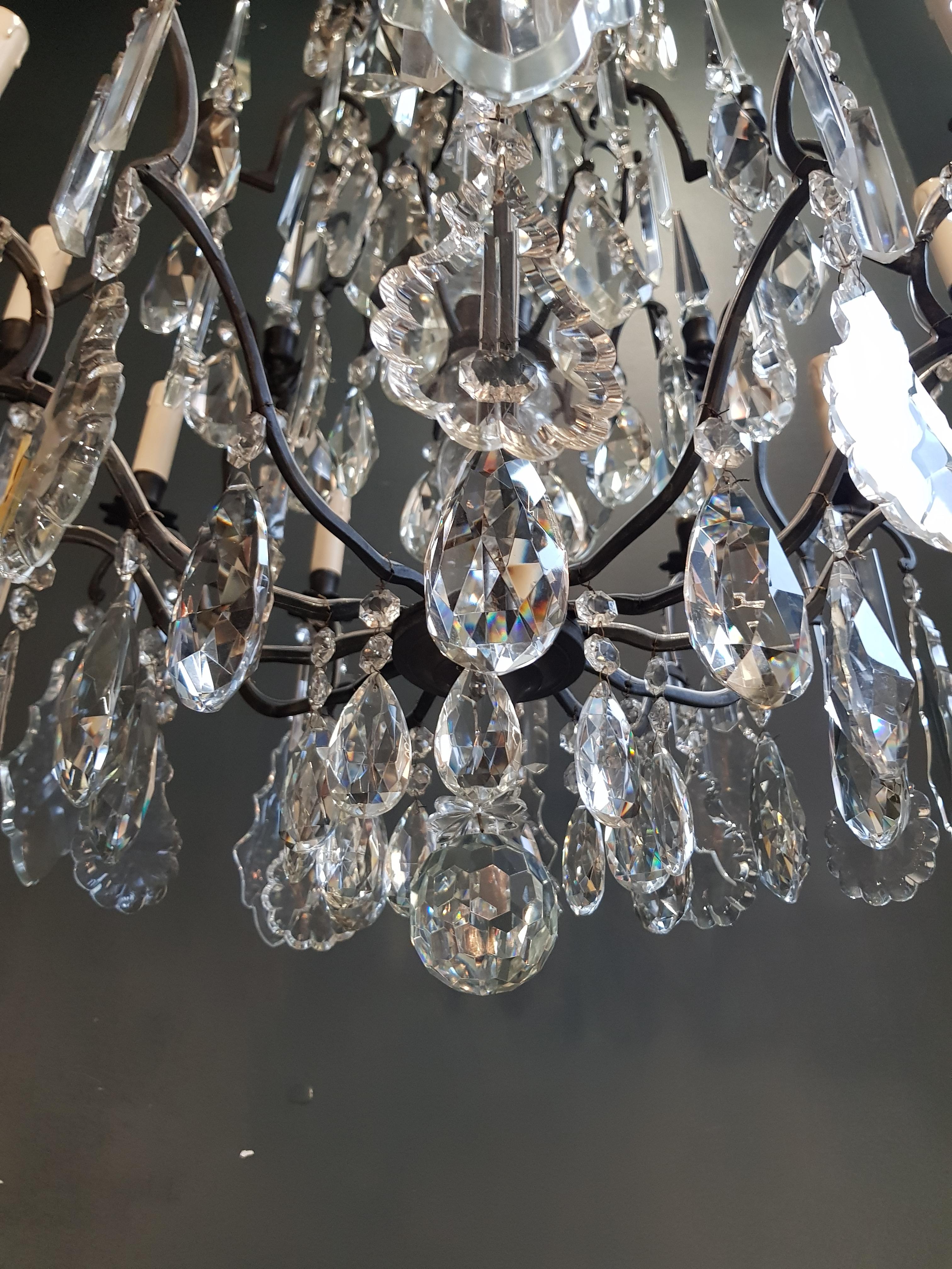 Hand-Knotted Antique French Crystal Chandelier Ceiling Lamp Lustre Art Nouveau Classical