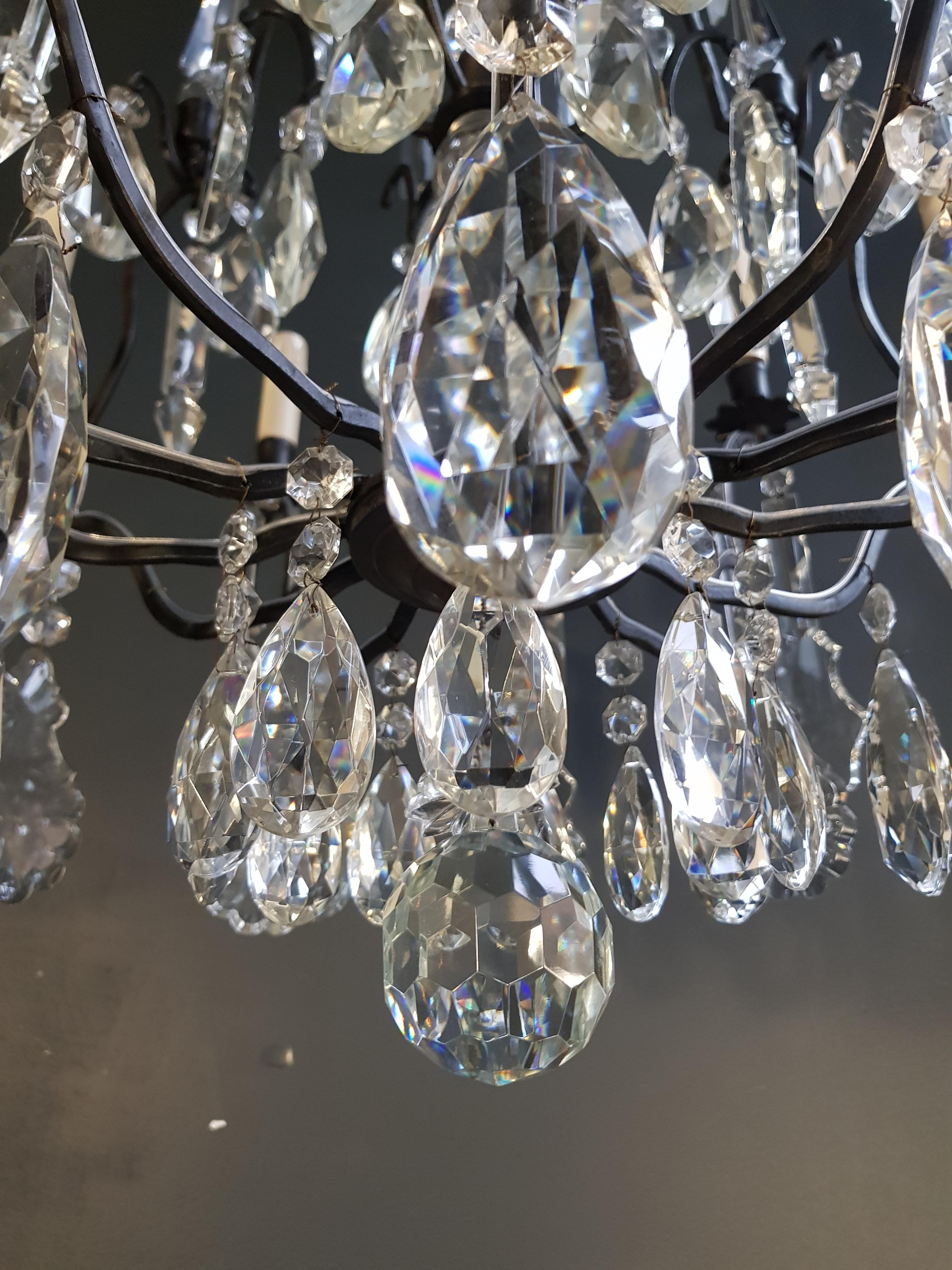 Antique French Crystal Chandelier Ceiling Lamp Lustre Art Nouveau Classical In Good Condition In Berlin, DE
