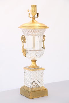 Fine, French Cut Crystal and Ormolu, Urn-Form Table Lamp