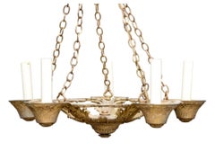 Fine French Directoire Styke  5 Light Gilt Metal Chandelier