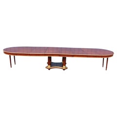 Fine French Empire Amboyna Burl Gilt Dor'e Bronze 14 FT Dining Table w 6 Leaves