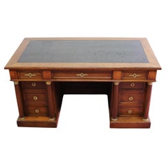 Fine French Empire Design Oak  Twin Pedestal Desk