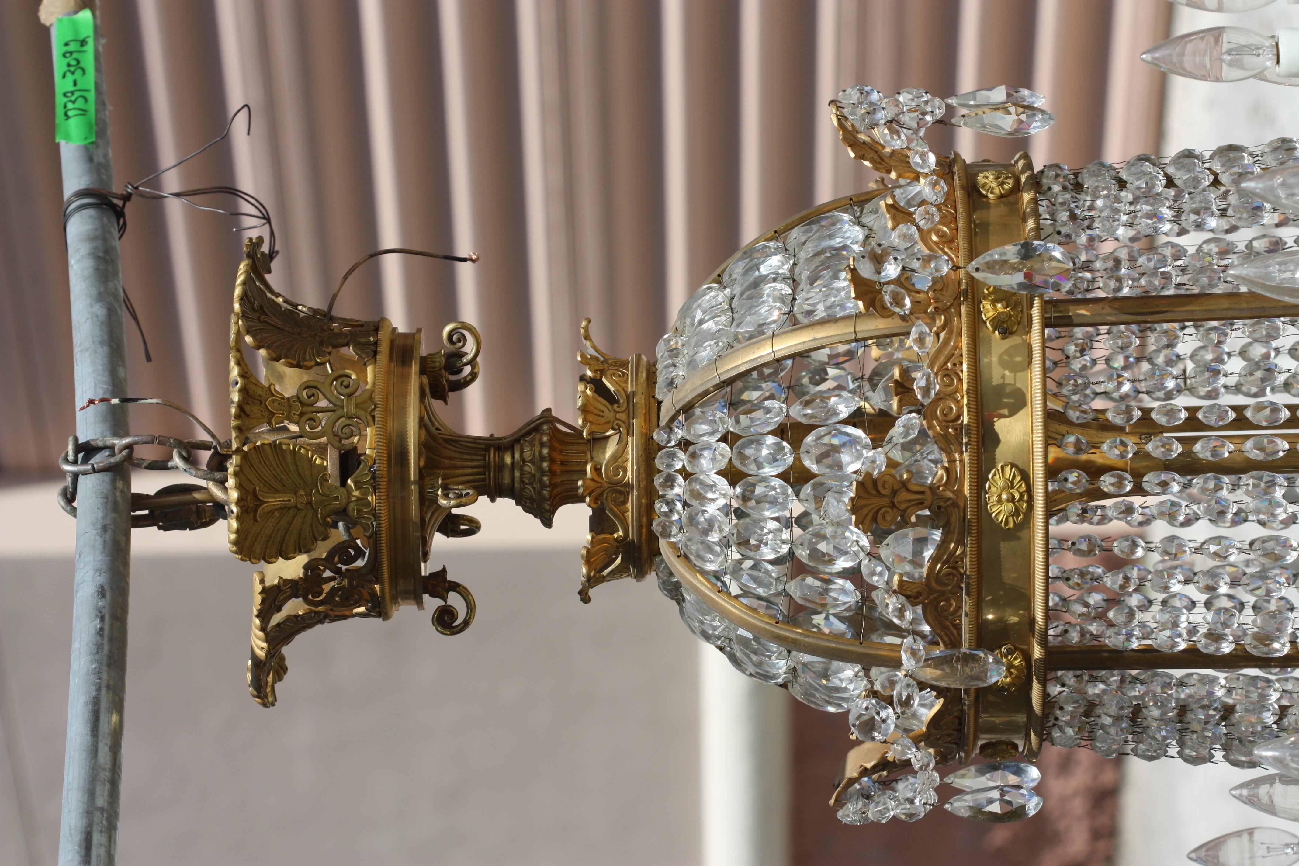 Fine French Empire Ormolu & Cut-GLass Thirty-Five Chandelier For Sale 6