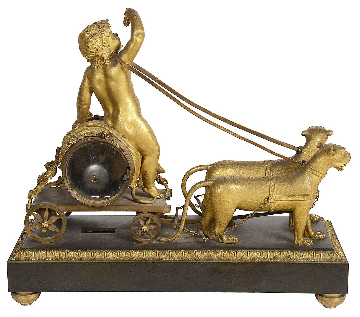 Patinated Fine French Empire period mantel clock by Lépine. For Sale