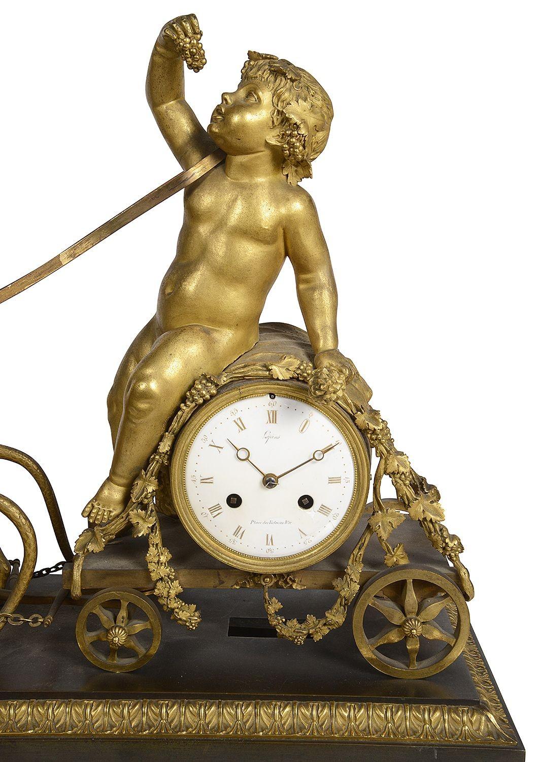 Fine French Empire period mantel clock by Lépine. In Good Condition For Sale In Brighton, Sussex