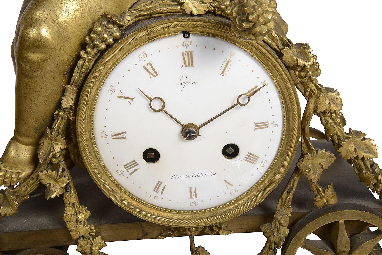 Fine French Empire period mantel clock by Lépine. For Sale 2
